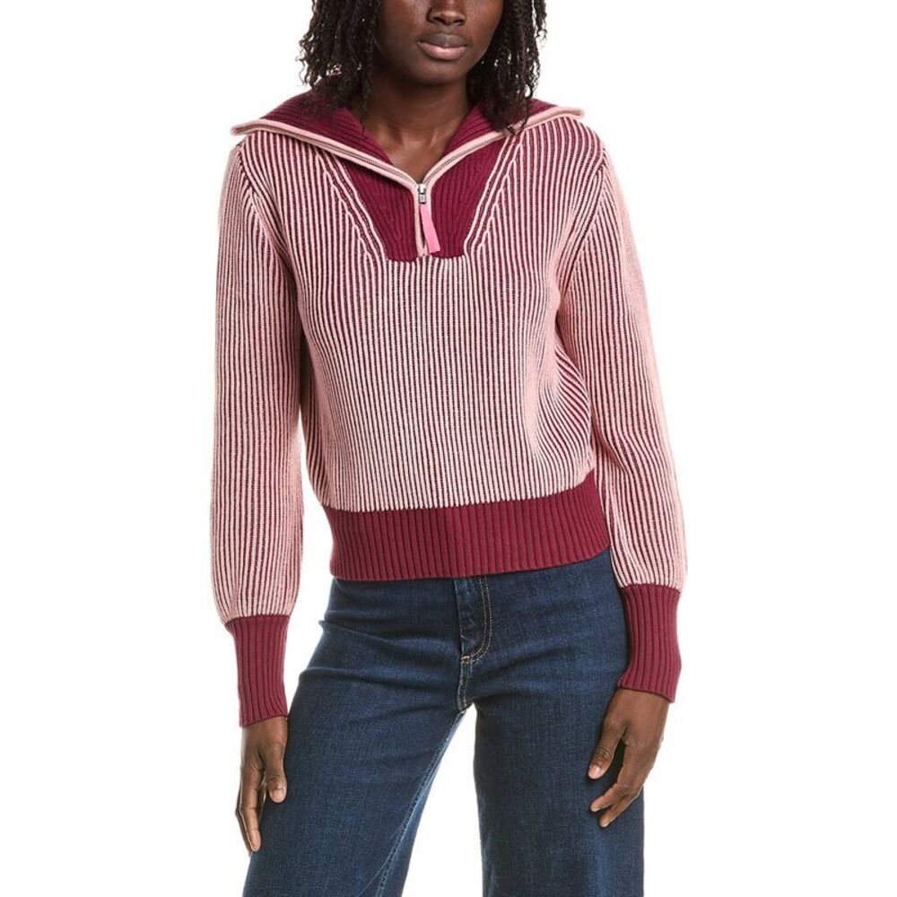 &Isla Womens  Verity Plaited Rib 1/4-Zip Sweater, Pink